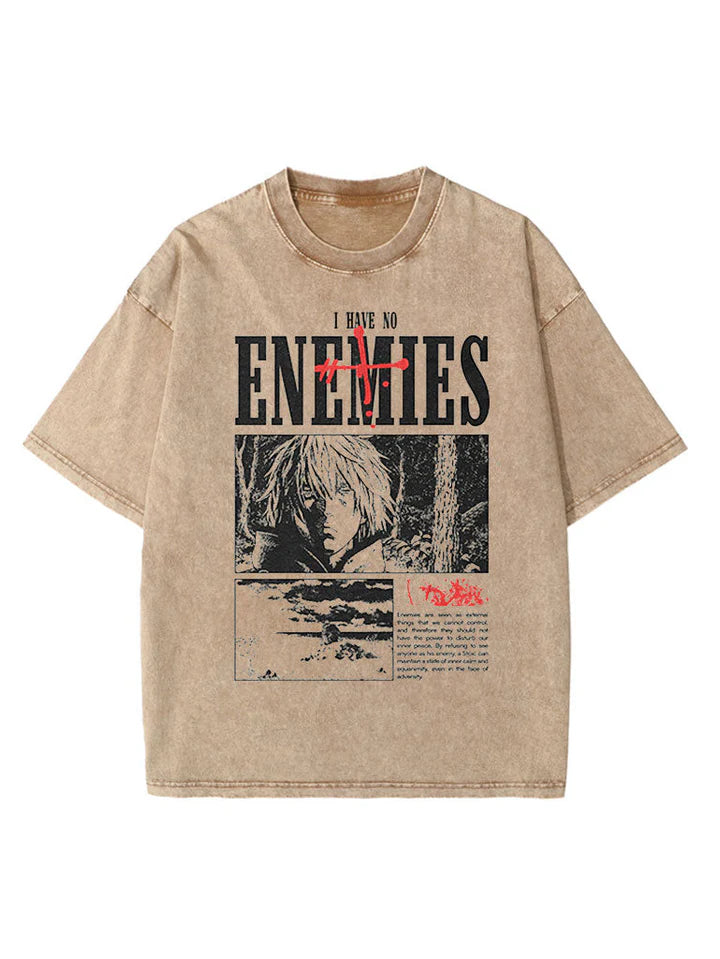 "I Have No Enemies" Beige Washed Tee