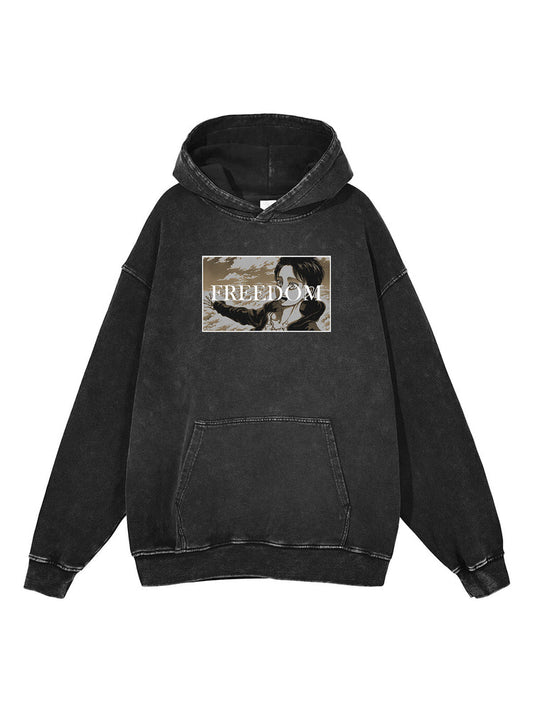 Eren Yeager "Freedom" Vintage Oversized Hoodie